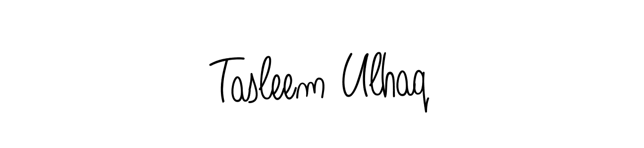 The best way (Angelique-Rose-font-FFP) to make a short signature is to pick only two or three words in your name. The name Tasleem Ulhaq include a total of six letters. For converting this name. Tasleem Ulhaq signature style 5 images and pictures png