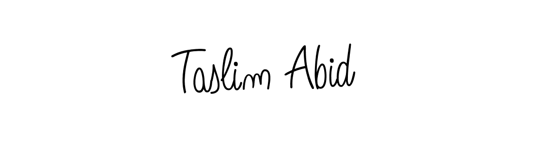 You should practise on your own different ways (Angelique-Rose-font-FFP) to write your name (Taslim Abid) in signature. don't let someone else do it for you. Taslim Abid signature style 5 images and pictures png