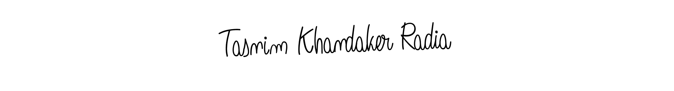 The best way (Angelique-Rose-font-FFP) to make a short signature is to pick only two or three words in your name. The name Tasnim Khandaker Radia include a total of six letters. For converting this name. Tasnim Khandaker Radia signature style 5 images and pictures png