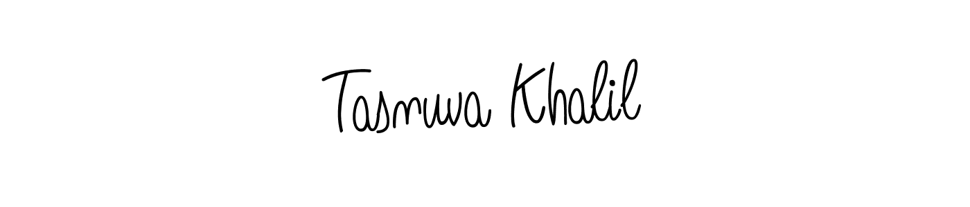 You should practise on your own different ways (Angelique-Rose-font-FFP) to write your name (Tasnuva Khalil) in signature. don't let someone else do it for you. Tasnuva Khalil signature style 5 images and pictures png