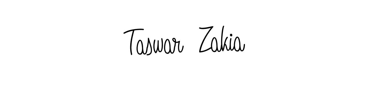 The best way (Angelique-Rose-font-FFP) to make a short signature is to pick only two or three words in your name. The name Taswar  Zakia include a total of six letters. For converting this name. Taswar  Zakia signature style 5 images and pictures png