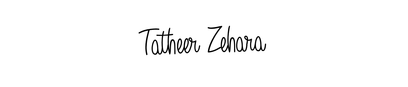 You should practise on your own different ways (Angelique-Rose-font-FFP) to write your name (Tatheer Zehara) in signature. don't let someone else do it for you. Tatheer Zehara signature style 5 images and pictures png