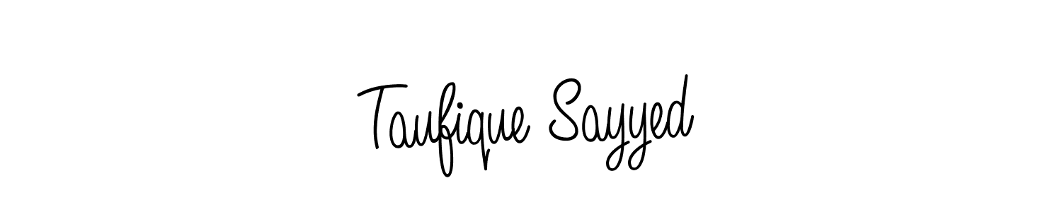 You should practise on your own different ways (Angelique-Rose-font-FFP) to write your name (Taufique Sayyed) in signature. don't let someone else do it for you. Taufique Sayyed signature style 5 images and pictures png