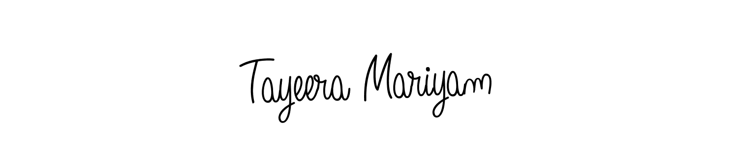 Use a signature maker to create a handwritten signature online. With this signature software, you can design (Angelique-Rose-font-FFP) your own signature for name Tayeera Mariyam. Tayeera Mariyam signature style 5 images and pictures png