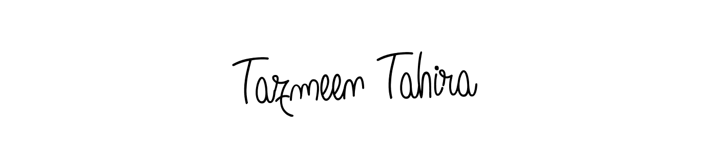 How to make Tazmeen Tahira name signature. Use Angelique-Rose-font-FFP style for creating short signs online. This is the latest handwritten sign. Tazmeen Tahira signature style 5 images and pictures png