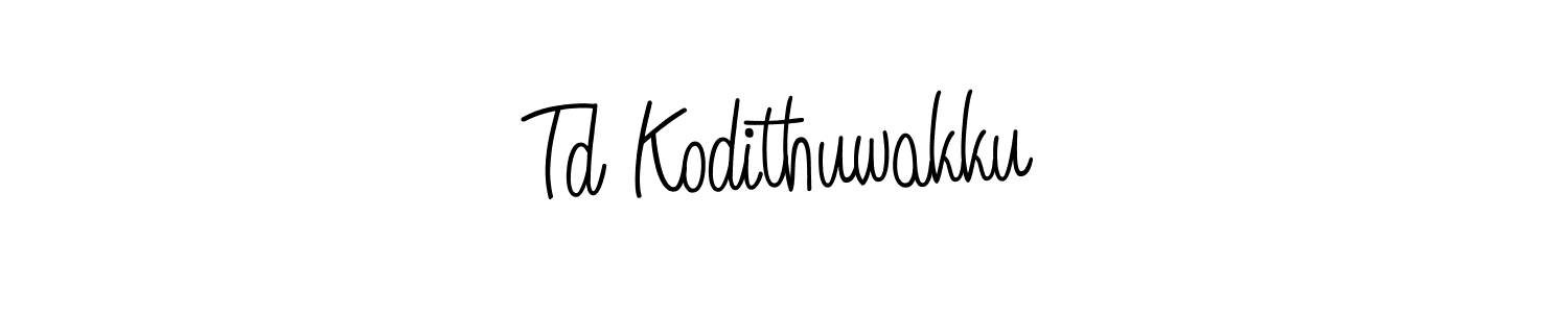 How to make Td Kodithuwakku name signature. Use Angelique-Rose-font-FFP style for creating short signs online. This is the latest handwritten sign. Td Kodithuwakku signature style 5 images and pictures png