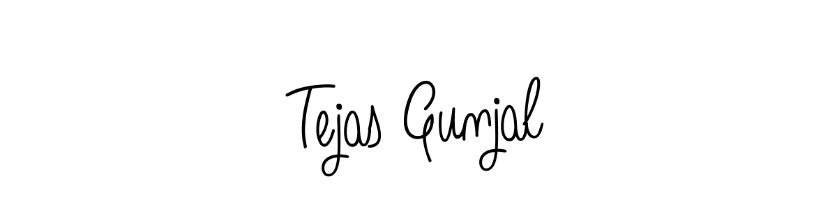You should practise on your own different ways (Angelique-Rose-font-FFP) to write your name (Tejas Gunjal) in signature. don't let someone else do it for you. Tejas Gunjal signature style 5 images and pictures png