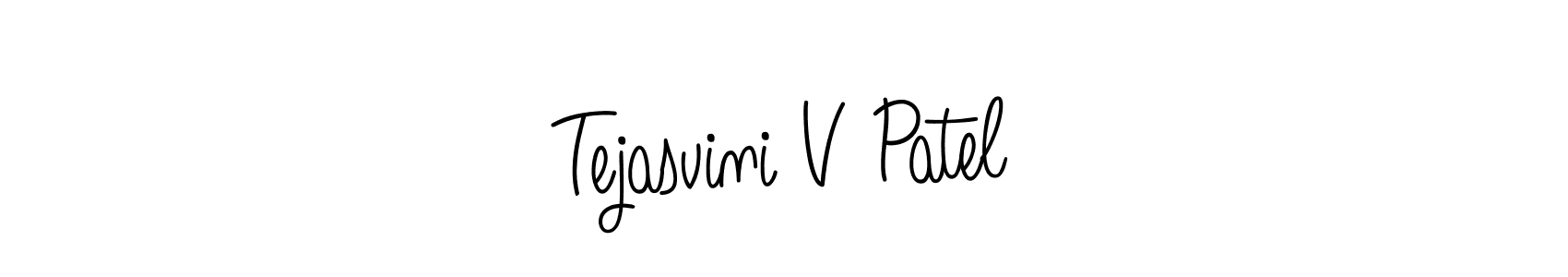 How to make Tejasvini V Patel name signature. Use Angelique-Rose-font-FFP style for creating short signs online. This is the latest handwritten sign. Tejasvini V Patel signature style 5 images and pictures png