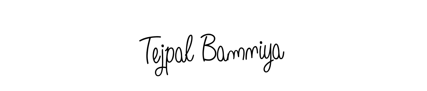 You should practise on your own different ways (Angelique-Rose-font-FFP) to write your name (Tejpal Bamniya) in signature. don't let someone else do it for you. Tejpal Bamniya signature style 5 images and pictures png