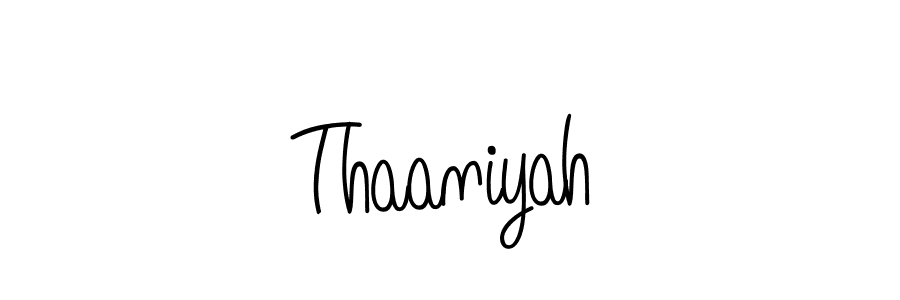 Use a signature maker to create a handwritten signature online. With this signature software, you can design (Angelique-Rose-font-FFP) your own signature for name Thaaniyah. Thaaniyah signature style 5 images and pictures png