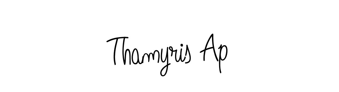 Use a signature maker to create a handwritten signature online. With this signature software, you can design (Angelique-Rose-font-FFP) your own signature for name Thamyris Ap. Thamyris Ap signature style 5 images and pictures png