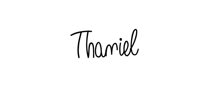 Make a beautiful signature design for name Thaniel. With this signature (Angelique-Rose-font-FFP) style, you can create a handwritten signature for free. Thaniel signature style 5 images and pictures png