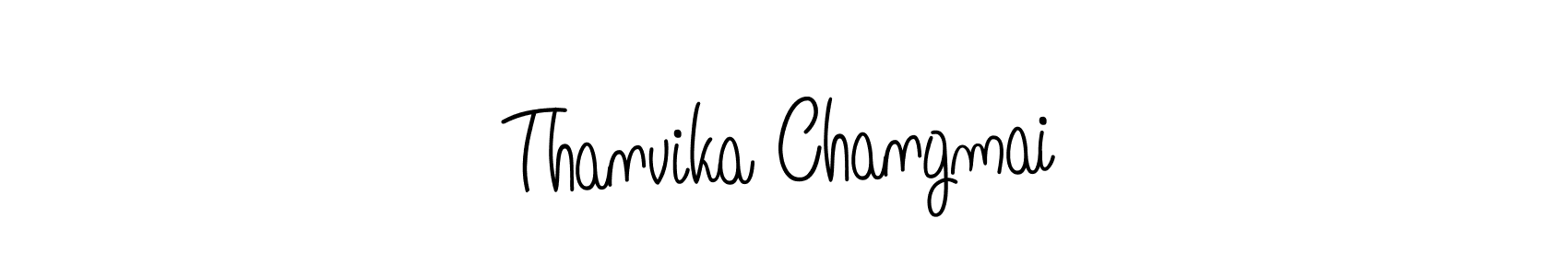 Make a beautiful signature design for name Thanvika Changmai. With this signature (Angelique-Rose-font-FFP) style, you can create a handwritten signature for free. Thanvika Changmai signature style 5 images and pictures png