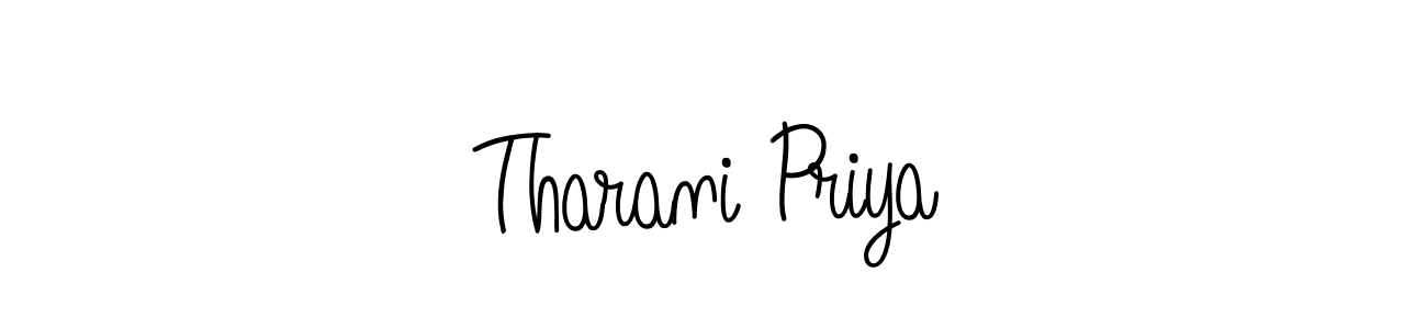 You should practise on your own different ways (Angelique-Rose-font-FFP) to write your name (Tharani Priya) in signature. don't let someone else do it for you. Tharani Priya signature style 5 images and pictures png