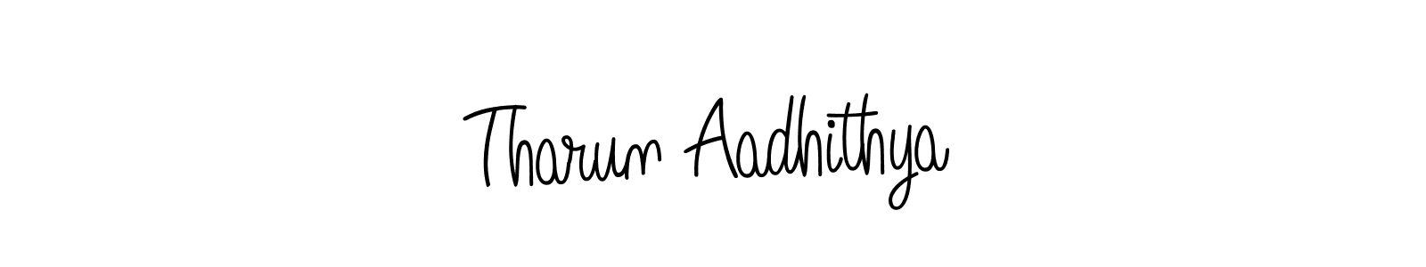 The best way (Angelique-Rose-font-FFP) to make a short signature is to pick only two or three words in your name. The name Tharun Aadhithya include a total of six letters. For converting this name. Tharun Aadhithya signature style 5 images and pictures png