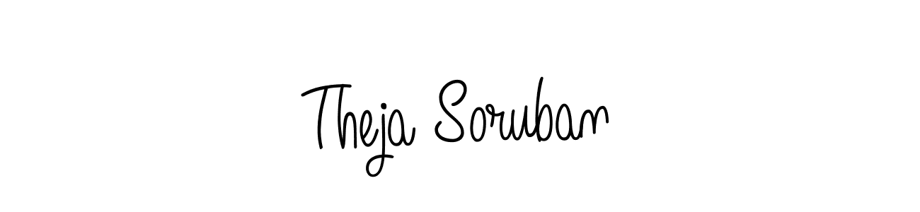 The best way (Angelique-Rose-font-FFP) to make a short signature is to pick only two or three words in your name. The name Theja Soruban include a total of six letters. For converting this name. Theja Soruban signature style 5 images and pictures png