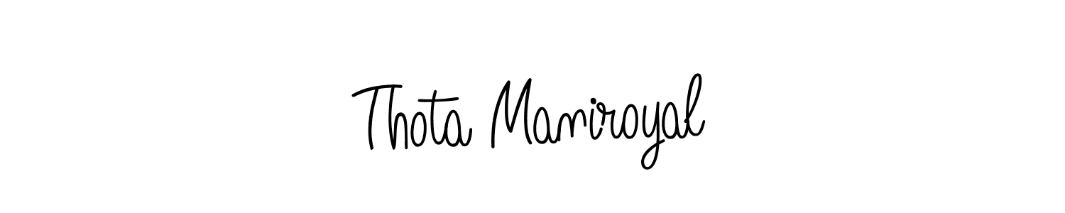It looks lik you need a new signature style for name Thota Maniroyal. Design unique handwritten (Angelique-Rose-font-FFP) signature with our free signature maker in just a few clicks. Thota Maniroyal signature style 5 images and pictures png