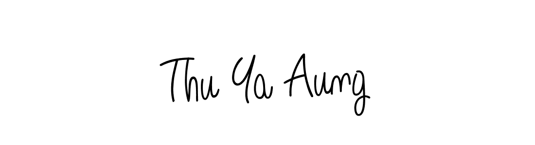 Make a beautiful signature design for name Thu Ya Aung. With this signature (Angelique-Rose-font-FFP) style, you can create a handwritten signature for free. Thu Ya Aung signature style 5 images and pictures png