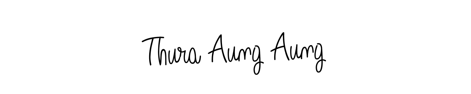 How to make Thura Aung Aung name signature. Use Angelique-Rose-font-FFP style for creating short signs online. This is the latest handwritten sign. Thura Aung Aung signature style 5 images and pictures png