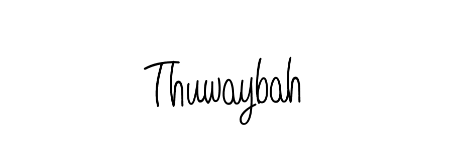 Make a beautiful signature design for name Thuwaybah. With this signature (Angelique-Rose-font-FFP) style, you can create a handwritten signature for free. Thuwaybah signature style 5 images and pictures png