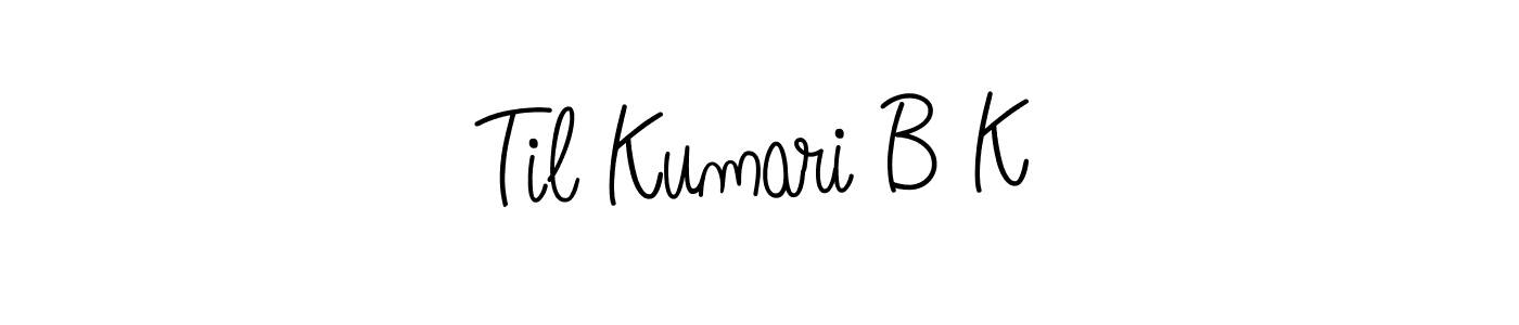 Similarly Angelique-Rose-font-FFP is the best handwritten signature design. Signature creator online .You can use it as an online autograph creator for name Til Kumari B K. Til Kumari B K signature style 5 images and pictures png