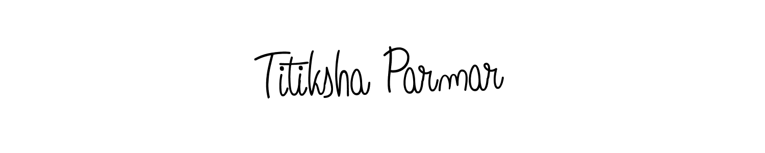 The best way (Angelique-Rose-font-FFP) to make a short signature is to pick only two or three words in your name. The name Titiksha Parmar include a total of six letters. For converting this name. Titiksha Parmar signature style 5 images and pictures png