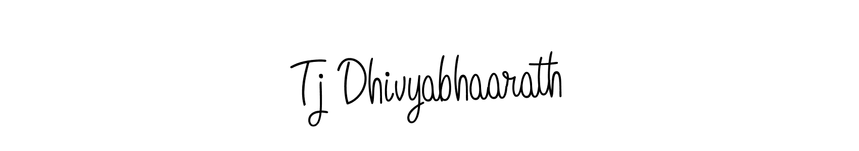 You should practise on your own different ways (Angelique-Rose-font-FFP) to write your name (Tj Dhivyabhaarath) in signature. don't let someone else do it for you. Tj Dhivyabhaarath signature style 5 images and pictures png