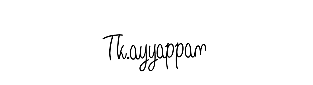 Use a signature maker to create a handwritten signature online. With this signature software, you can design (Angelique-Rose-font-FFP) your own signature for name Tk.ayyappan. Tk.ayyappan signature style 5 images and pictures png