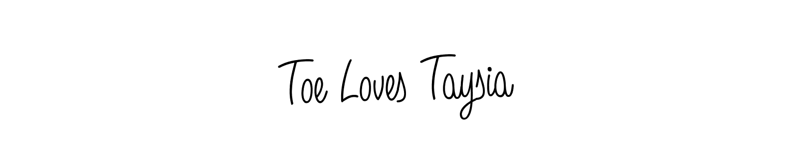 Angelique-Rose-font-FFP is a professional signature style that is perfect for those who want to add a touch of class to their signature. It is also a great choice for those who want to make their signature more unique. Get Toe Loves Taysia name to fancy signature for free. Toe Loves Taysia signature style 5 images and pictures png