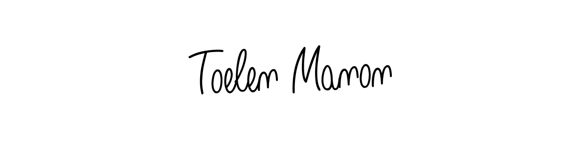 You should practise on your own different ways (Angelique-Rose-font-FFP) to write your name (Toelen Manon) in signature. don't let someone else do it for you. Toelen Manon signature style 5 images and pictures png