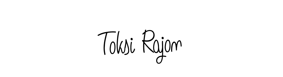 Use a signature maker to create a handwritten signature online. With this signature software, you can design (Angelique-Rose-font-FFP) your own signature for name Toksi Rajon. Toksi Rajon signature style 5 images and pictures png