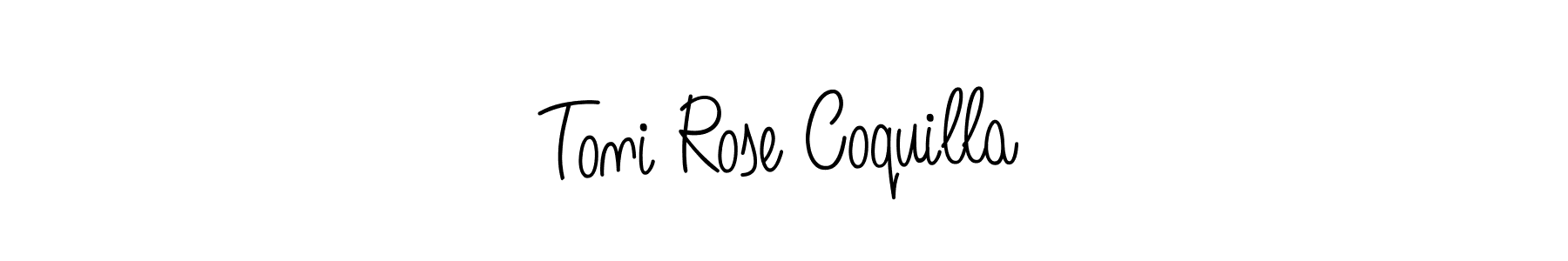 The best way (Angelique-Rose-font-FFP) to make a short signature is to pick only two or three words in your name. The name Toni Rose Coquilla include a total of six letters. For converting this name. Toni Rose Coquilla signature style 5 images and pictures png