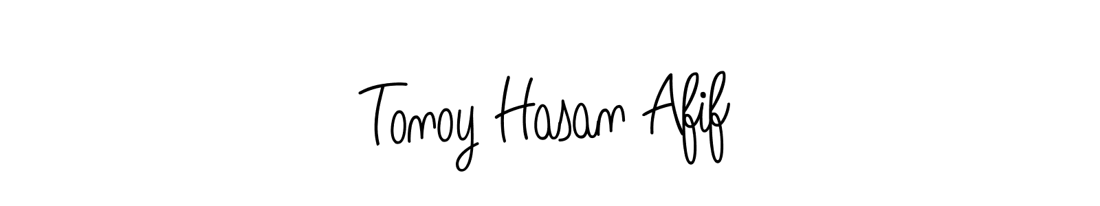 You should practise on your own different ways (Angelique-Rose-font-FFP) to write your name (Tonoy Hasan Afif) in signature. don't let someone else do it for you. Tonoy Hasan Afif signature style 5 images and pictures png