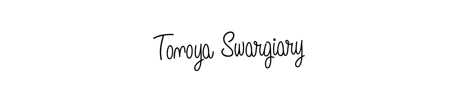 You should practise on your own different ways (Angelique-Rose-font-FFP) to write your name (Tonoya Swargiary) in signature. don't let someone else do it for you. Tonoya Swargiary signature style 5 images and pictures png