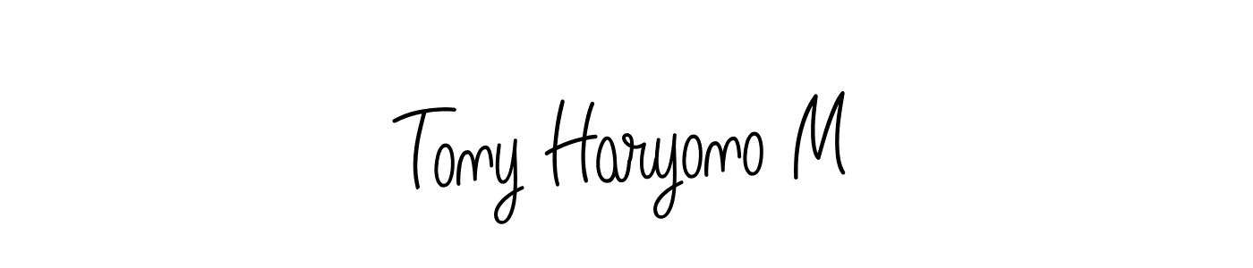 How to make Tony Haryono M name signature. Use Angelique-Rose-font-FFP style for creating short signs online. This is the latest handwritten sign. Tony Haryono M signature style 5 images and pictures png