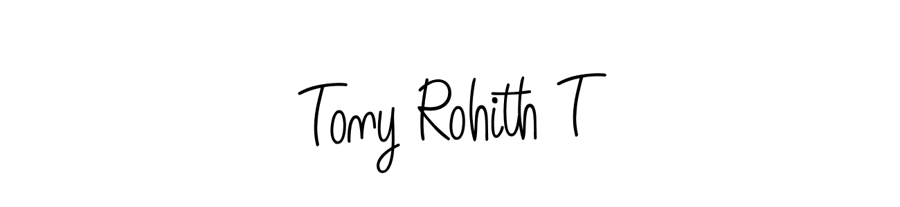 The best way (Angelique-Rose-font-FFP) to make a short signature is to pick only two or three words in your name. The name Tony Rohith T include a total of six letters. For converting this name. Tony Rohith T signature style 5 images and pictures png