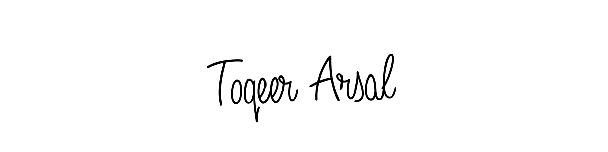 Create a beautiful signature design for name Toqeer Arsal. With this signature (Angelique-Rose-font-FFP) fonts, you can make a handwritten signature for free. Toqeer Arsal signature style 5 images and pictures png