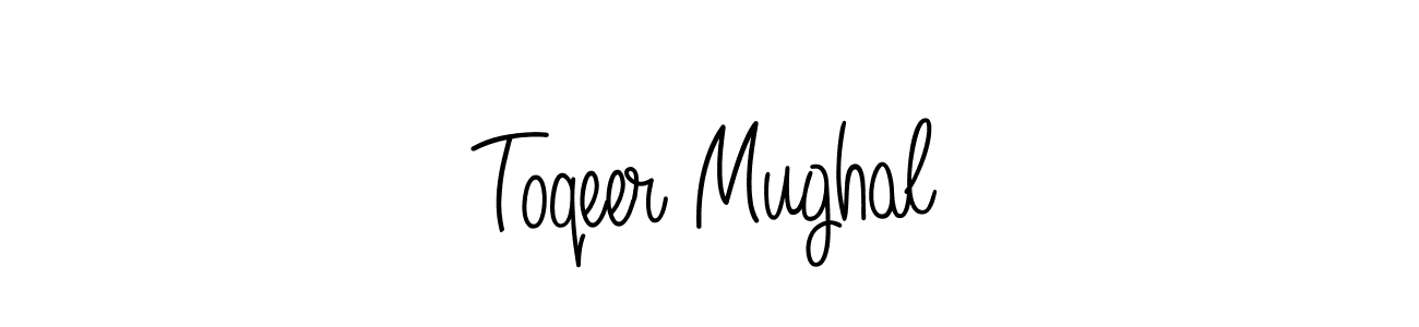 Make a beautiful signature design for name Toqeer Mughal. With this signature (Angelique-Rose-font-FFP) style, you can create a handwritten signature for free. Toqeer Mughal signature style 5 images and pictures png