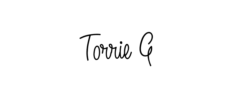 Make a beautiful signature design for name Torrie G. With this signature (Angelique-Rose-font-FFP) style, you can create a handwritten signature for free. Torrie G signature style 5 images and pictures png