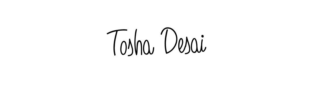 The best way (Angelique-Rose-font-FFP) to make a short signature is to pick only two or three words in your name. The name Tosha Desai include a total of six letters. For converting this name. Tosha Desai signature style 5 images and pictures png