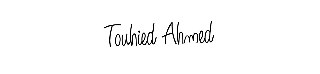 Use a signature maker to create a handwritten signature online. With this signature software, you can design (Angelique-Rose-font-FFP) your own signature for name Touhied Ahmed. Touhied Ahmed signature style 5 images and pictures png