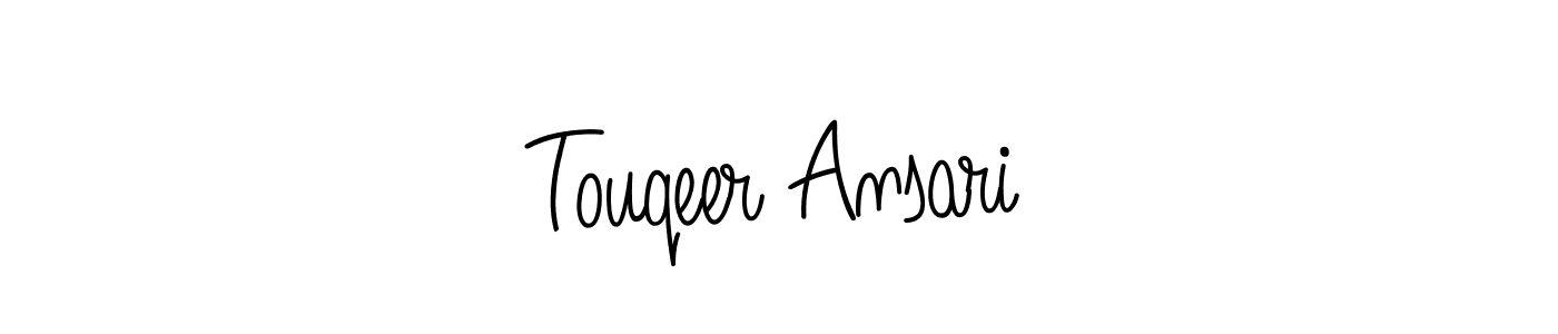 Use a signature maker to create a handwritten signature online. With this signature software, you can design (Angelique-Rose-font-FFP) your own signature for name Touqeer Ansari. Touqeer Ansari signature style 5 images and pictures png