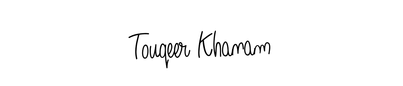 Design your own signature with our free online signature maker. With this signature software, you can create a handwritten (Angelique-Rose-font-FFP) signature for name Touqeer Khanam. Touqeer Khanam signature style 5 images and pictures png