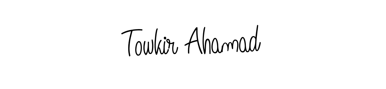 How to make Towkir Ahamad name signature. Use Angelique-Rose-font-FFP style for creating short signs online. This is the latest handwritten sign. Towkir Ahamad signature style 5 images and pictures png