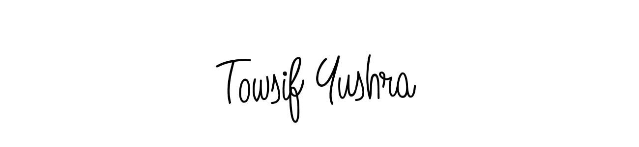 Make a beautiful signature design for name Towsif Yushra. With this signature (Angelique-Rose-font-FFP) style, you can create a handwritten signature for free. Towsif Yushra signature style 5 images and pictures png