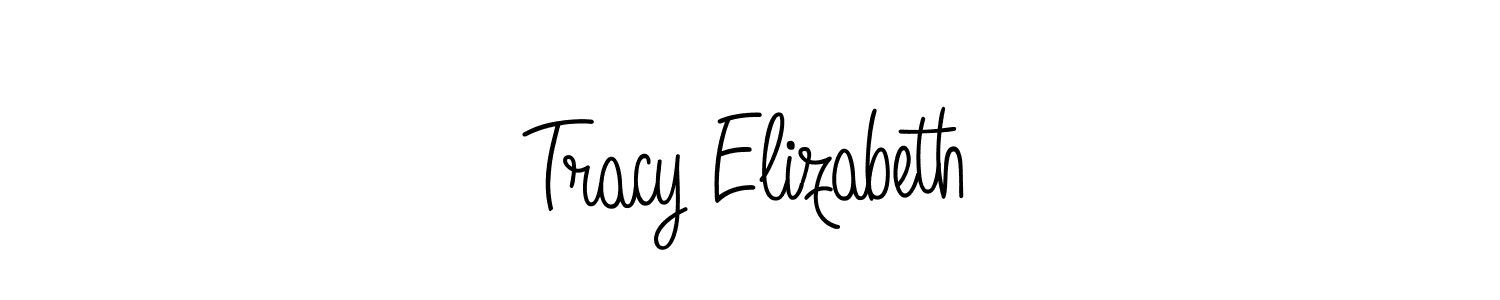 You should practise on your own different ways (Angelique-Rose-font-FFP) to write your name (Tracy Elizabeth) in signature. don't let someone else do it for you. Tracy Elizabeth signature style 5 images and pictures png