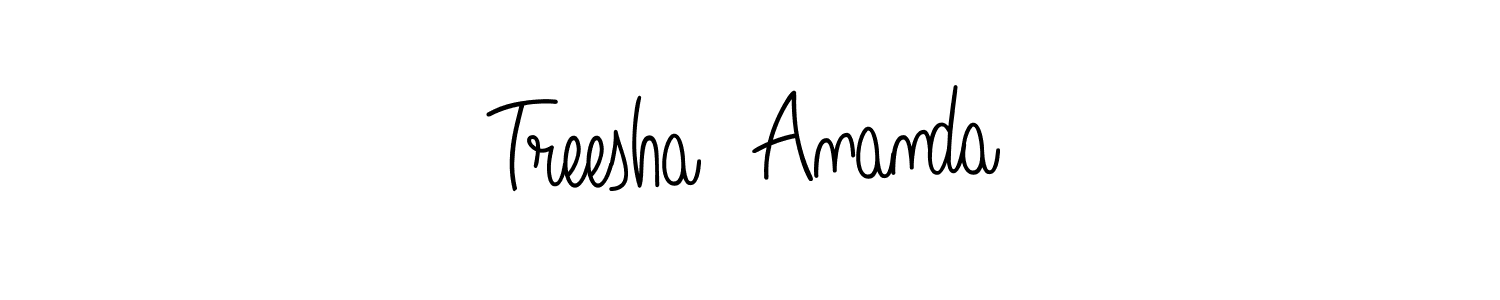 How to make Treesha  Ananda name signature. Use Angelique-Rose-font-FFP style for creating short signs online. This is the latest handwritten sign. Treesha  Ananda signature style 5 images and pictures png
