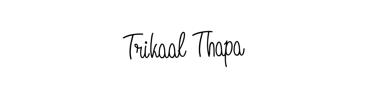 How to make Trikaal Thapa name signature. Use Angelique-Rose-font-FFP style for creating short signs online. This is the latest handwritten sign. Trikaal Thapa signature style 5 images and pictures png