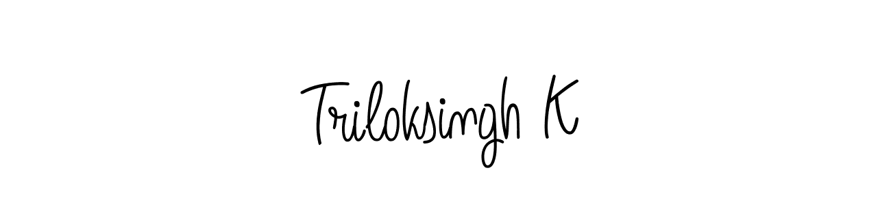 Use a signature maker to create a handwritten signature online. With this signature software, you can design (Angelique-Rose-font-FFP) your own signature for name Triloksingh K. Triloksingh K signature style 5 images and pictures png