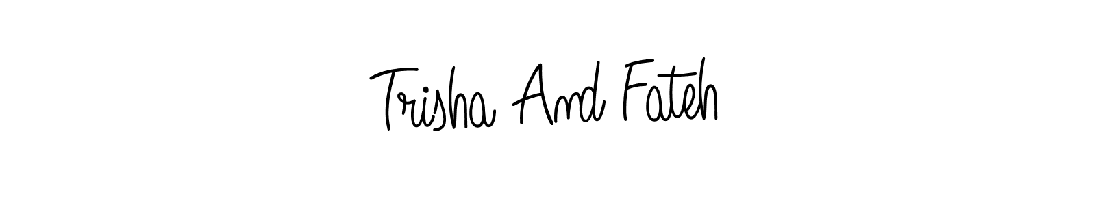 You should practise on your own different ways (Angelique-Rose-font-FFP) to write your name (Trisha And Fateh) in signature. don't let someone else do it for you. Trisha And Fateh signature style 5 images and pictures png